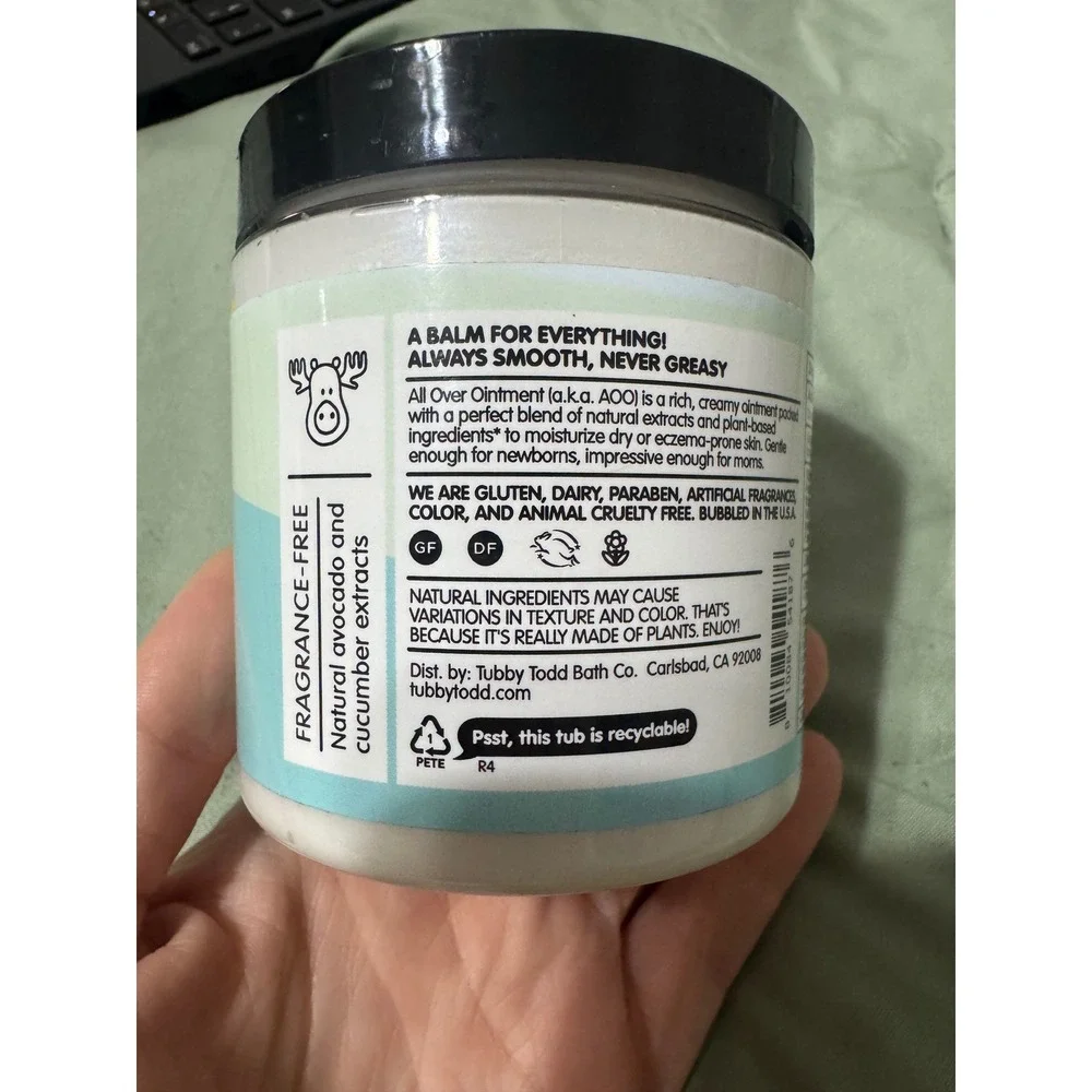 Tubby Todd All Over Ointment Fragrance Free Colloidal Oatmeal 8 oz